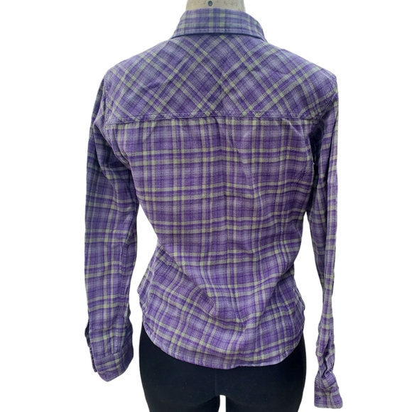 Carhartt For Women Plaid Flannel Long Sleeve Purple Button Up Shirt Size Sm 4/6 - Picture 2 of 13